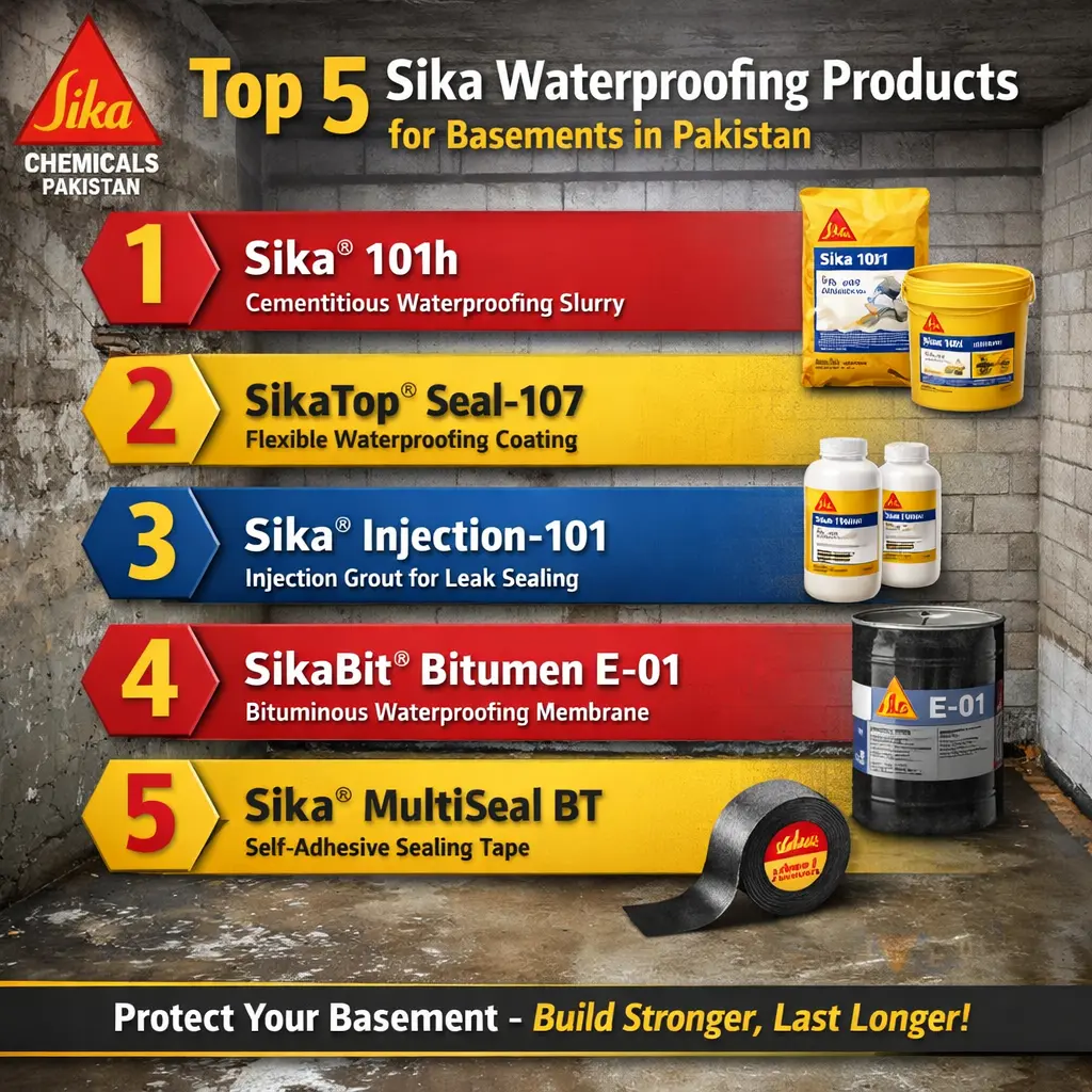 Top 5 Sika Waterproofing Products for Basements in Pakistan